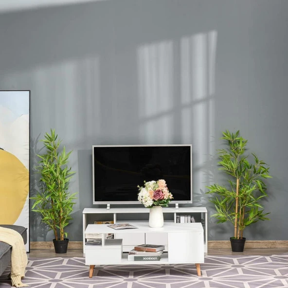 Nettenevime Yapay Ağaç Bambu Ağacı 3 Gövdeli 100*40cm Siyah Plastik Saksılı - 7