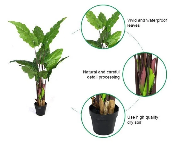 Nettenevime Yapay Ağaç Dev Fil Kulağı Taro Ağacı 170 cm 11 yaprak - 8