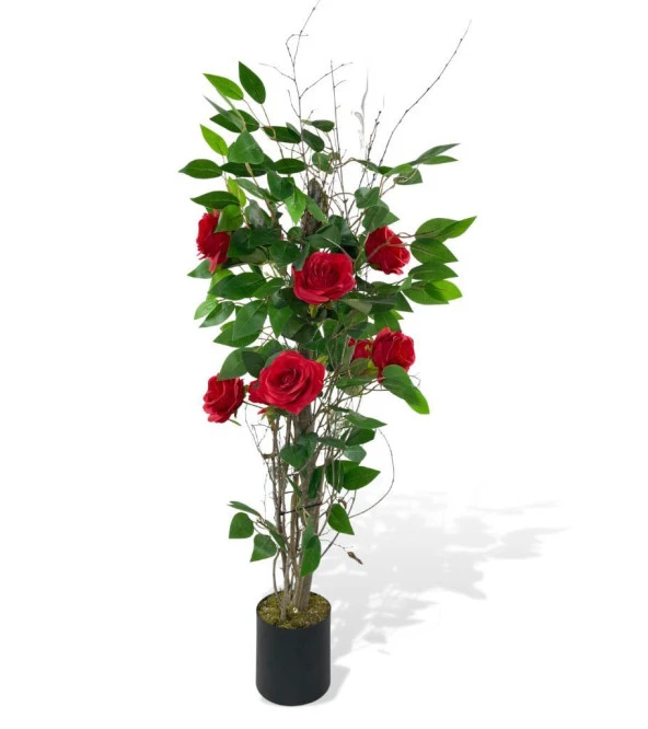 Nettenevime Yapay Ağaç Kırmızı Gül Ağacı 90cm Doğal Salex Dallı ürün görseli 1