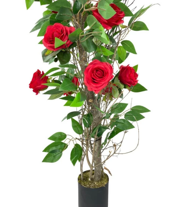 Nettenevime Yapay Ağaç Kırmızı Gül Ağacı 90cm Doğal Salex Dallı - Resim 4