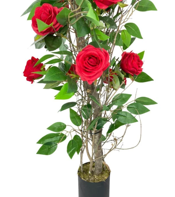 Nettenevime Yapay Ağaç Kırmızı Gül Ağacı 90cm Doğal Salex Dallı - Resim 5