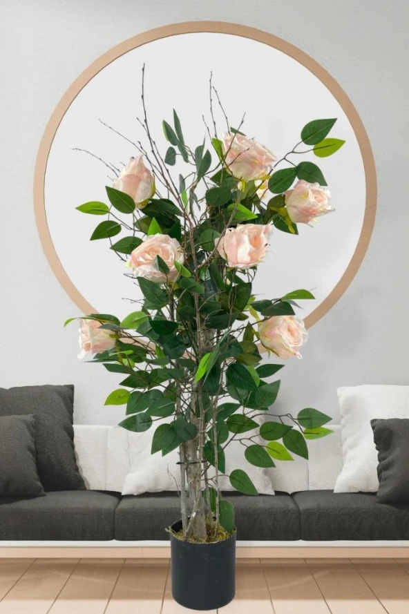 Nettenevime Yapay Ağaç Pembe Gül Ağacı 90cm Doğal Salex Dallı - Resim 2