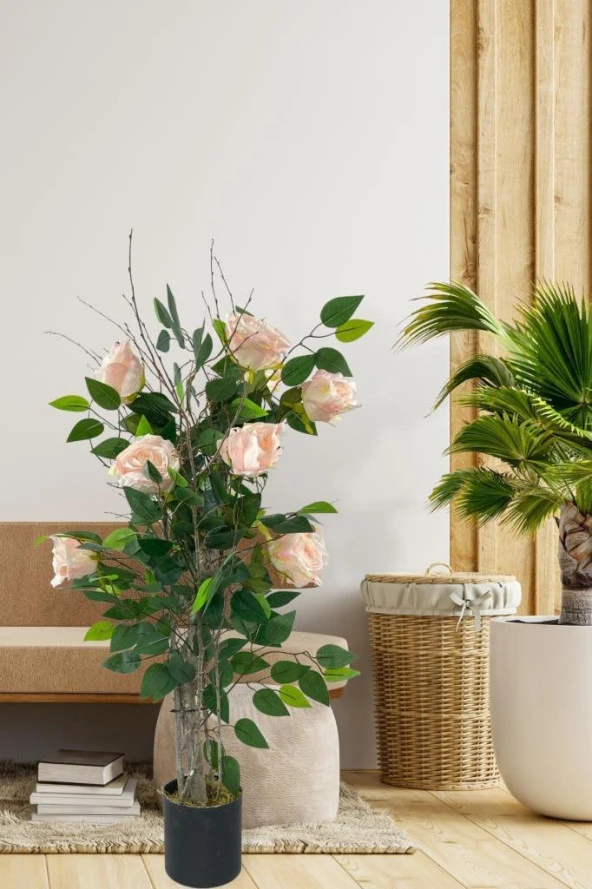 Nettenevime Yapay Ağaç Pembe Gül Ağacı 90cm Doğal Salex Dallı - Resim 4