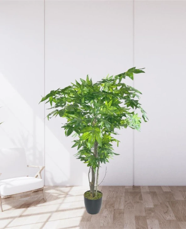 Nettenevime Yapay Ağaç Yeşil Çınar Ağacı100x70cm Siyah Plastik Saksılı - Resim 2