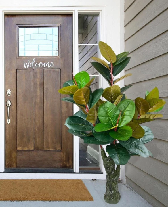 Nettenevime Yapay Ağaç Kauçuk Ağacı Ficus Elastica  Salon Çiçeği 150*90 Doğal Gövdeli 61 Yaprak - Resim 5