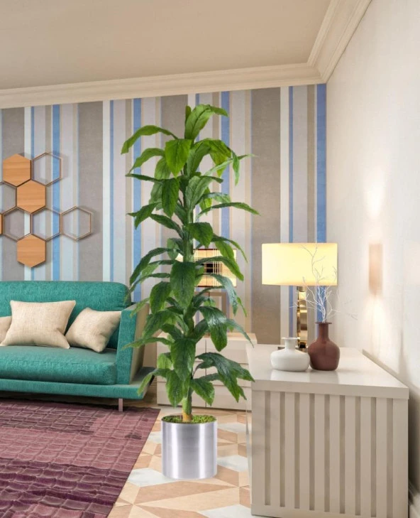 Nettenevime Yapay Ağaç Yukka Dracena 180*70cm Galvaniz Saksıda Salon Çiçeği Yapay Çiçek - Resim 2