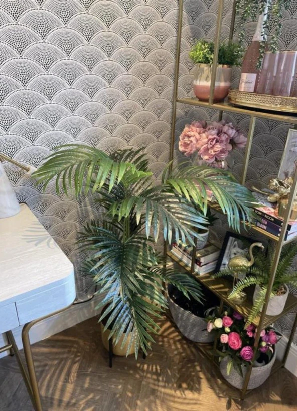 Nettenevime Yapay Ağaç Areka Ağacı Palmiye Ağacı Salon Bitkisi 140cm Siyah Saksılı - Resim 6
