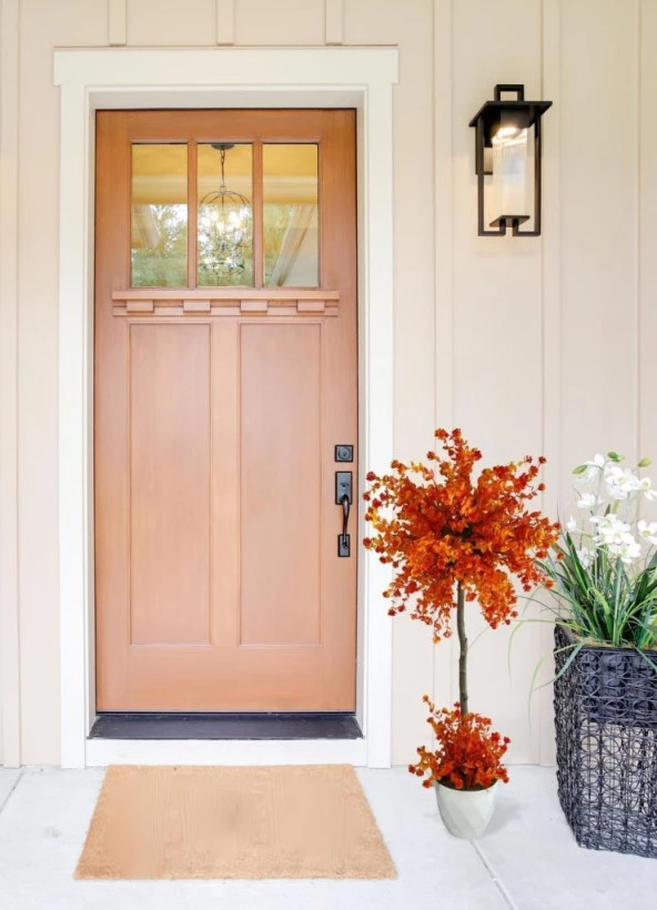 Nettenevime Yapay Ağaç Turuncu Top Kafalı Lotus Ağacı Beyaz Saksılı 90cm - Resim 3