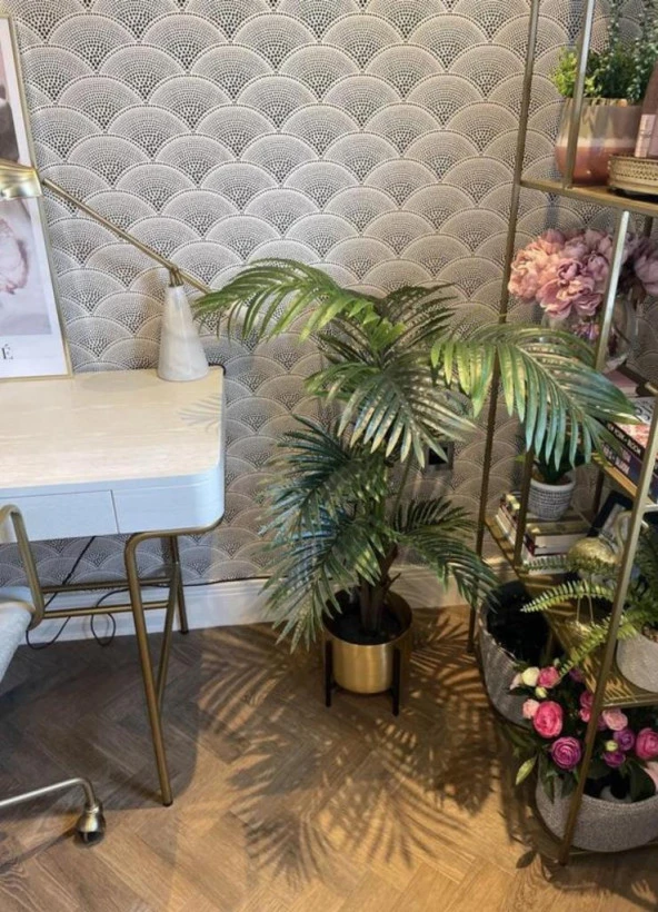 Nettenevime Yapay Ağaç Areka Ağacı Palmiye Ağacı Salon Bitkisi 140cm Siyah Saksılı - Resim 7