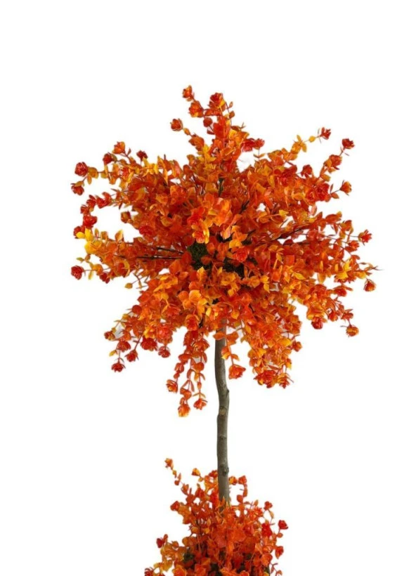 Nettenevime Yapay Ağaç Turuncu Top Kafalı Lotus Ağacı Beyaz Saksılı 90cm - Resim 5