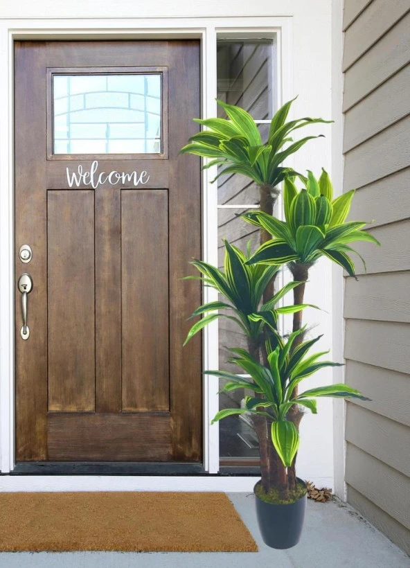 Nettenevime Yapay Ağaç Yukka Sarı Şeritli 4Katlı 150cm Salon Çiçeği Yapay Çiçek - Resim 5