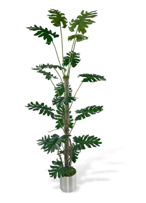 Nettenevime Yapay Ağaç Syngonium plants 18 Dallı Çalılı Gövde 120x60cm Gümüş Aleminyum Saksıda ürün görseli 1