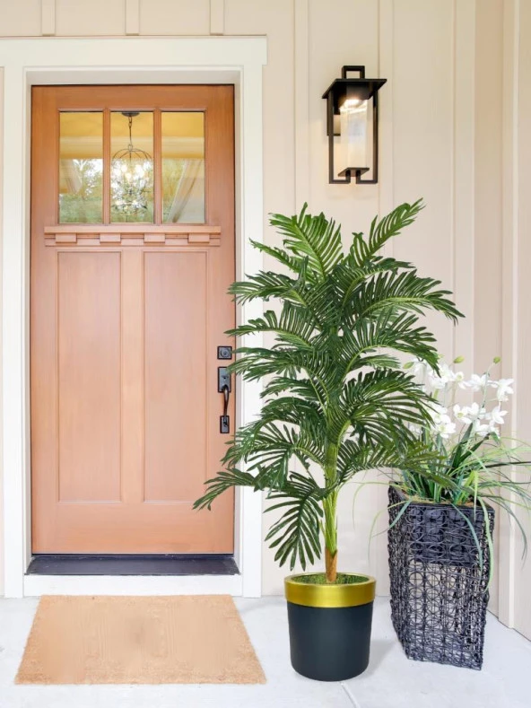 Nettenevime Yapay Ağaç Areka 150cm Gür Yapraklı Siyah Gold Paslanmaz Saksıda - Resim 3