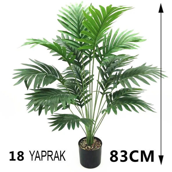 Yapay Ağaç Salon Bitkisi Areka Palmiye 83cm 18 Yaprak Plastik Siyah Saksıda - 2