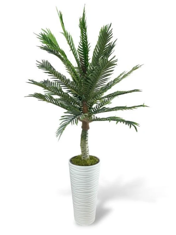 Nettenevime Yapay Ağaç Coco Palmiye Ağacı Beyaz Kumsal Vazoda 190*80 cm