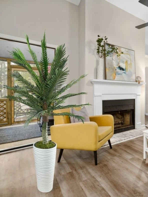 Nettenevime Yapay Ağaç Coco Palmiye Ağacı Beyaz Kumsal Vazoda 190*80 cm - Resim 2