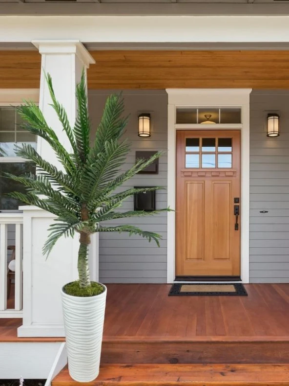 Nettenevime Yapay Ağaç Coco Palmiye Ağacı Beyaz Kumsal Vazoda 190*80 cm - Resim 3