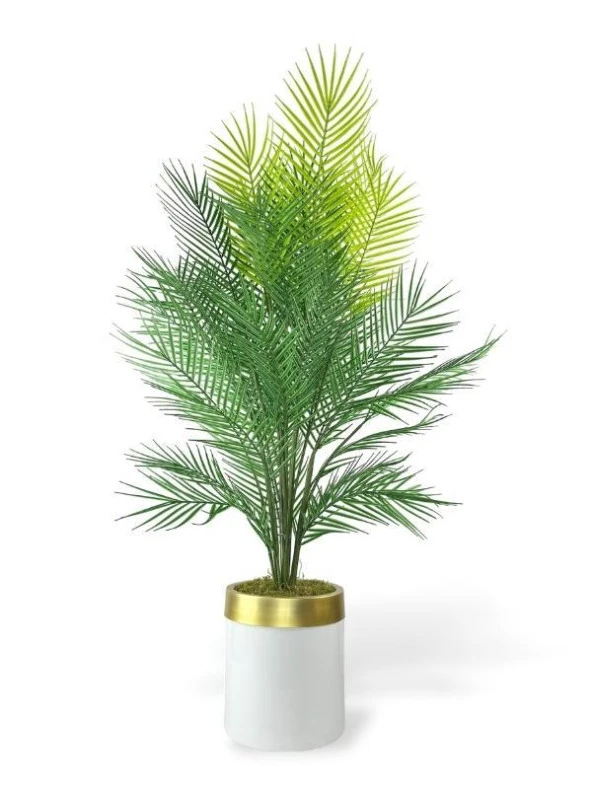 Nettenevime Yapay Ağaç Areka 130*60cm 40Yapraklı BeyazGold Paslanmaz Saksıda