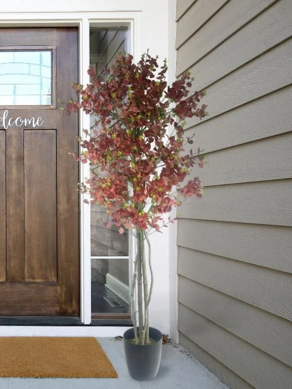 Nettenevime Yapay Ağaç Kızılkahve Okaliptus 2 Gövdeli Çalılı 180*80cm Siyah Plastik Saksılı - Resim 3