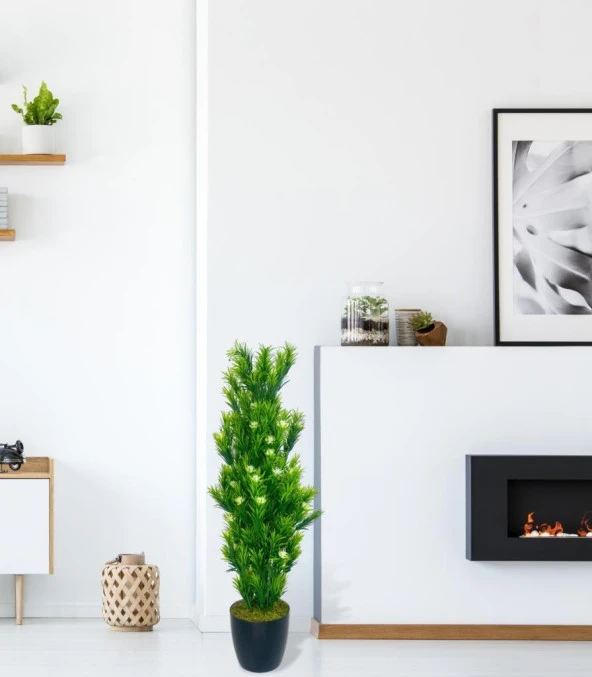 Nettenevime Yapay Çiçek Siyah Saksıda Rosemarystar Yapay Ağaç 55cm - 4