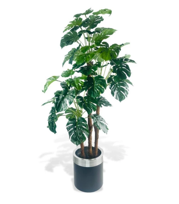 Nettenevime Yapay Çiçek Monstera Yeşil Deve Tabanı 3Katlı 135cm 54Yaprak Gümüş Kemerli Siyah Saksıda Yapay Bitki ürün görseli