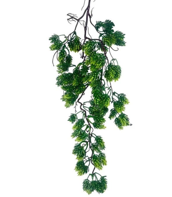 Nettenevime Yapay Çiçek Sarkan Doğal Dallı 2Li Set Mix Kozalak Çiçeği ve Fejka 70cm Yapay Sarmaşık Yeşil - 4