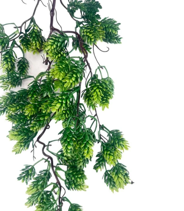 Nettenevime Yapay Çiçek Sarkan Doğal Dallı 2Li Set Mix Kozalak Çiçeği ve Fejka 70cm Yapay Sarmaşık Yeşil - 5