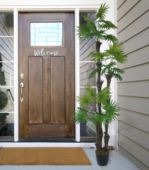 Nettenevime Yapay Ağaç Palmiye Fanpalm 3Katlı 24Yaprak Siyah Plastik Saksıda 165*65cm - Resim 4