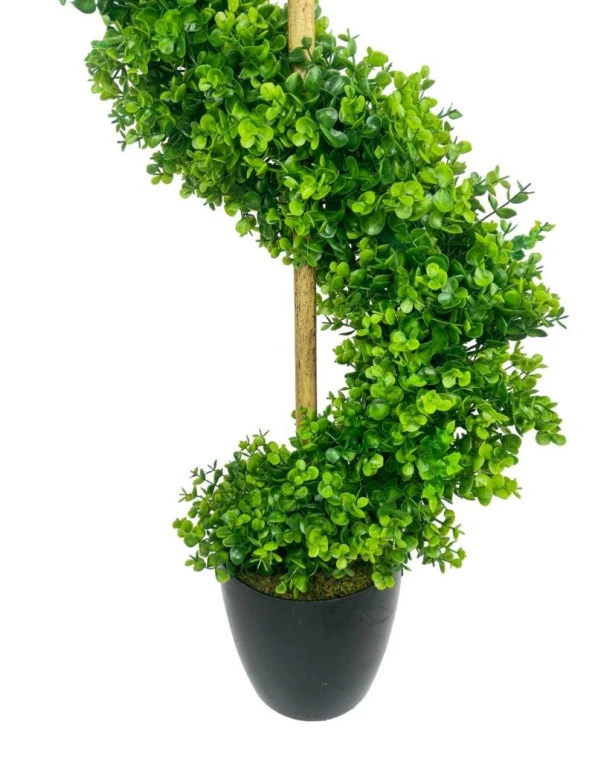 Nettenevime Yapay Ağaç Spiral Şimşir Ağacı 160cm Bambu Saplı Salon Bitkisi Düz Yeşil - 4
