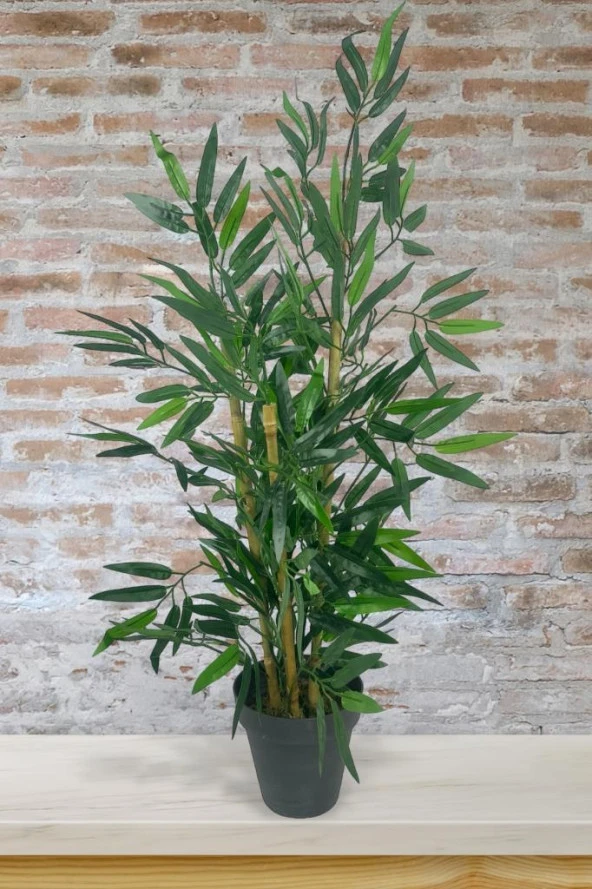 Nettenevime Yapay Ağaç Bambu Ağacı 3 Gövdeli 90*40cm Siyah Saksılı - Resim 2