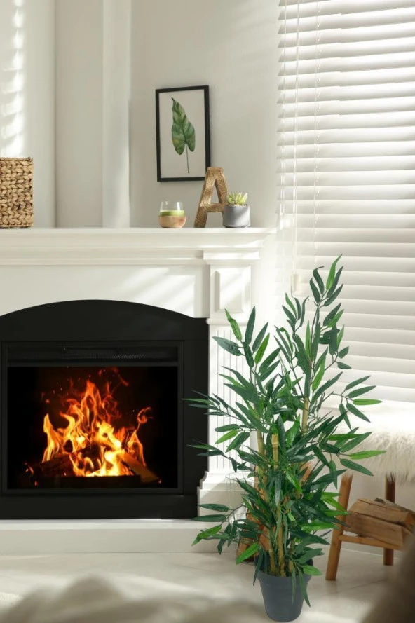Nettenevime Yapay Ağaç Bambu Ağacı 3 Gövdeli 90*40cm Siyah Saksılı - Resim 3