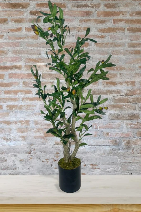 Yapay Çiçek Zeytin Ağacı Doğal Gövdeli Galvaniz Siyah Saksıda 95cm Yapay Ağaç - 3