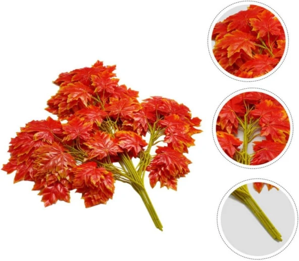 Nettenevime Yapay Çiçek 12 Li Set Sonbahar Hazan Çınar Yaprağı Yapay Ağaç Yaprağı - Resim 4