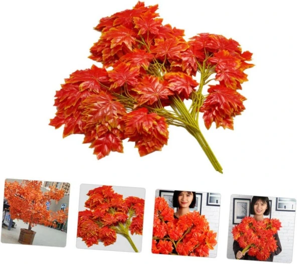 Nettenevime Yapay Çiçek 12 Li Set Sonbahar Hazan Çınar Yaprağı Yapay Ağaç Yaprağı - Resim 5