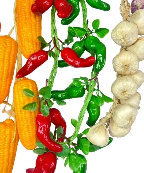 Nettenevime Yapay Sebze Salkımı 6lı Set Süs Sahte Yapay Meyve Sebze Karışık Paket - Resim 3