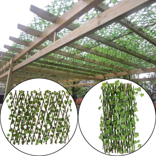 Nettenevime Yapay Çiçek Akordiyon Çit Yapay Sarmaşık lı Duvar Dekoru 210x90 cm - 5