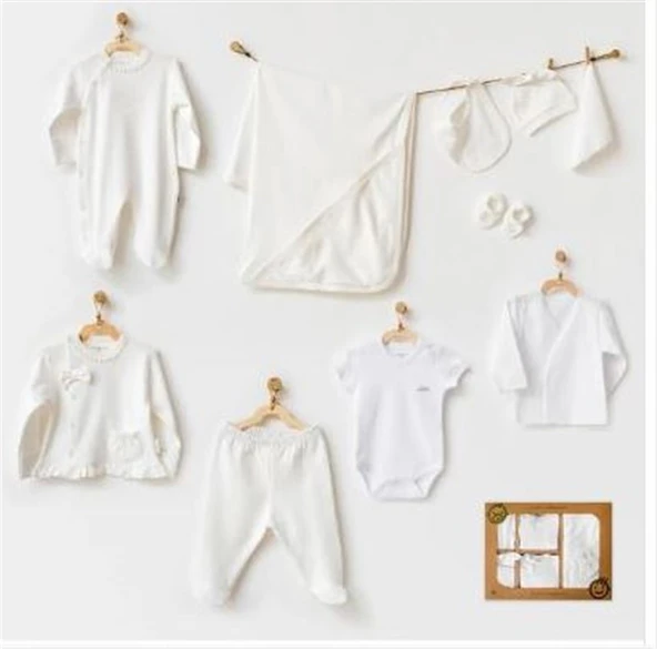 Andywawa organic Kız bebek ekru 10lu hastane çıkışı 0- 3 ay