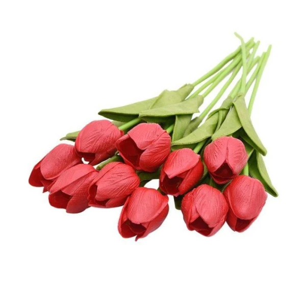 Nettenevime Yapay Çiçek Islak Lale Gerçeksi Doku 10lu KIRMIZI ürün görseli 1