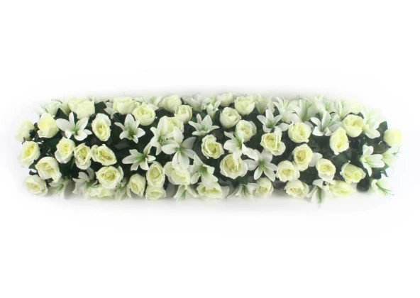 Yapay Çiçek Tak Organizasyon Nişan Masası Çiçek Süsleme 25x120cm