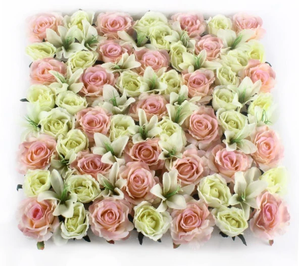 Nettenevime Yapay Çiçek Duvar Kaplama Panel  Güllü Tabaka 50x50 cm Dik Duvar Uygulama