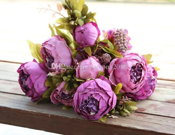 Nettenevime Yapay Çiçek Marsilya Gülü Şakayık Erengül Büyük Boy Demet  Mor - Resim 4