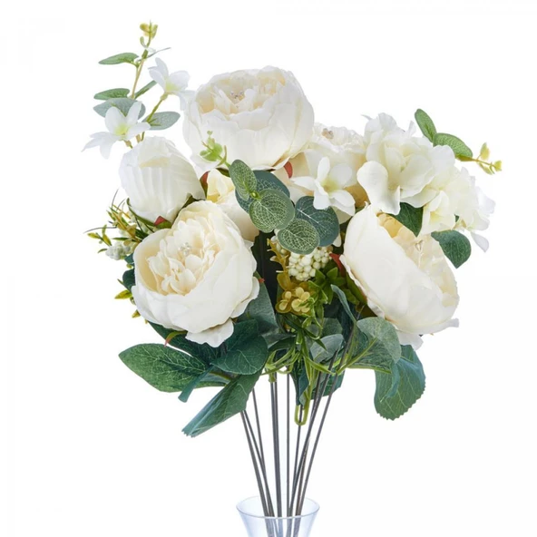 Nettenevime Yapay Çiçek İncili Şakayık Erengül Büyük Boy Demet Beyaz ürün görseli 1