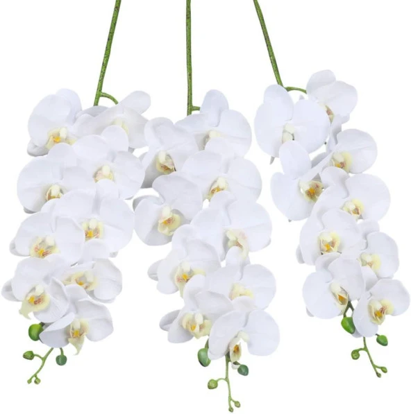 Yapay Çiçek Beyaz Islak Orkide Uzun Dal 90 cm Orkide - 3