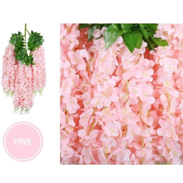 Nettenevime Sarkan Yapay Çiçek Akasya PEMBE AÇIK 80 cm 3 Sarkan Dallı 12 ADET BAĞ - Resim 7