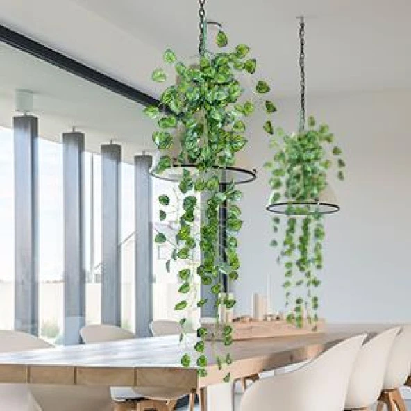 Nettenevime Yapay Sarmaşık 9 Dal Yeşil Beyaz Hedera Yapay Çiçek - Resim 2