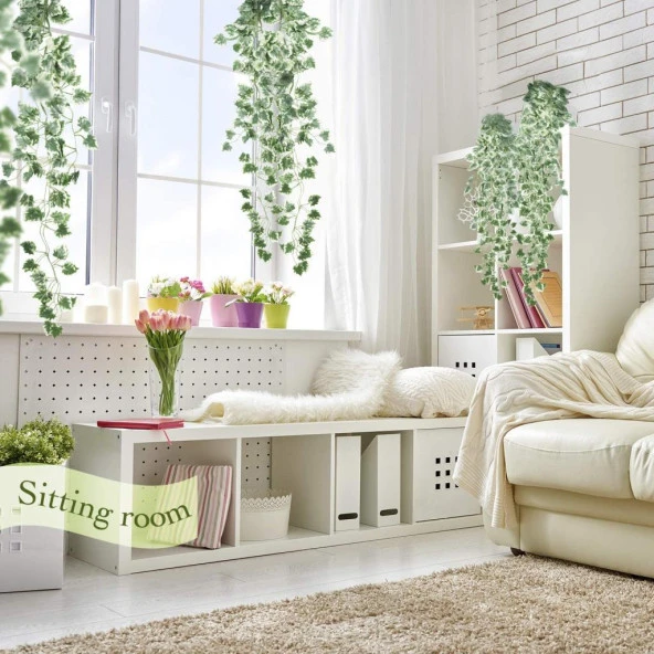 Nettenevime Yapay Sarmaşık 9 Dal Yeşil Beyaz Hedera Yapay Çiçek - Resim 6