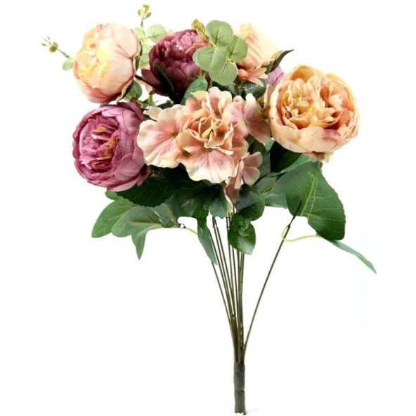 Nettenevime Yapay Çiçek İncili Şakayık Erengül Büyük Boy Gül Kurusu Somon ürün görseli 1