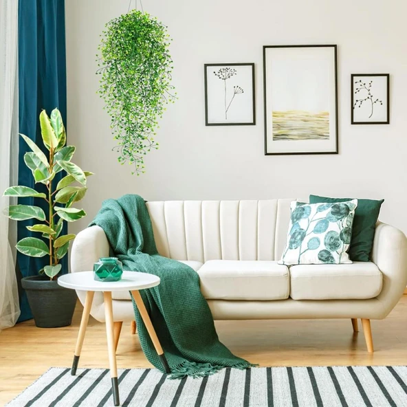 Nettenevime Yapay Çiçek Sarkan Yeşil Bitki Yapay Sarmaşık ty60 Yeşil - Resim 3