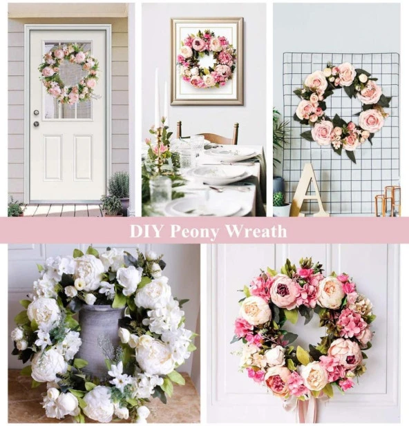 Nettenevime Yapay Çiçek Şakayık 5 Kafalı Büyük Boy Demet İpek Kumaş PEMBE AÇIK - Resim 8