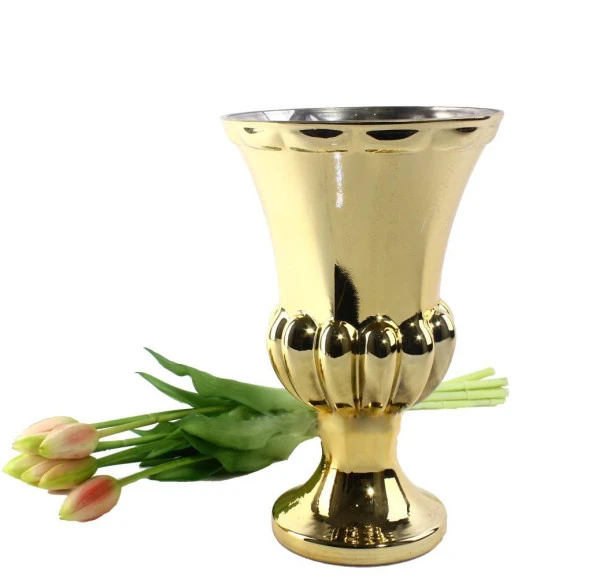 Nettenevime Cam Vazo Antik Kupa Tasarım Altın Renk 28x20 cm - 2